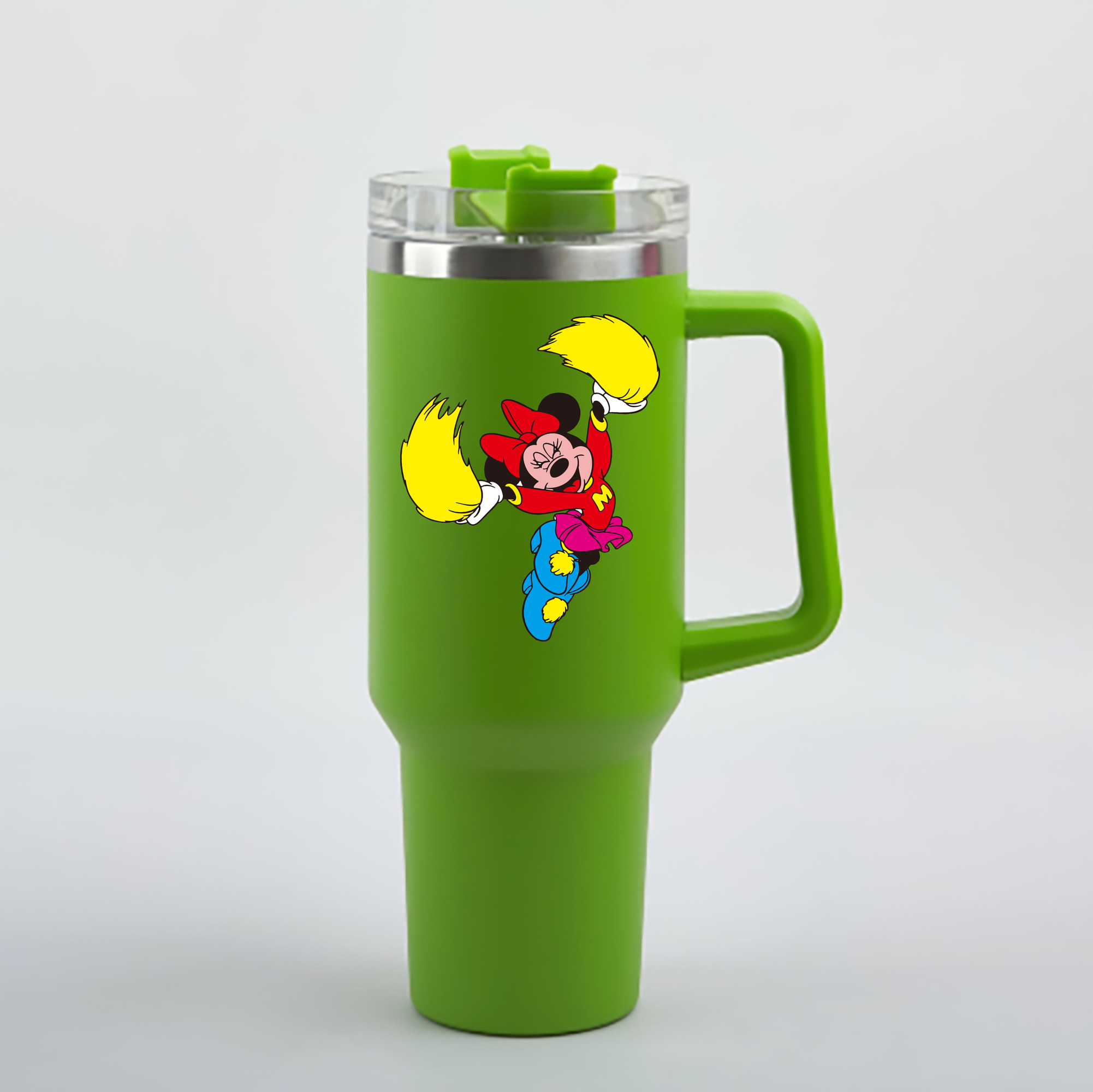 （画像用） ミッキーマウス Mickey Mouse 1200mL車用タンブラー - クリスタルステッカー（プラスチックストロー付き）